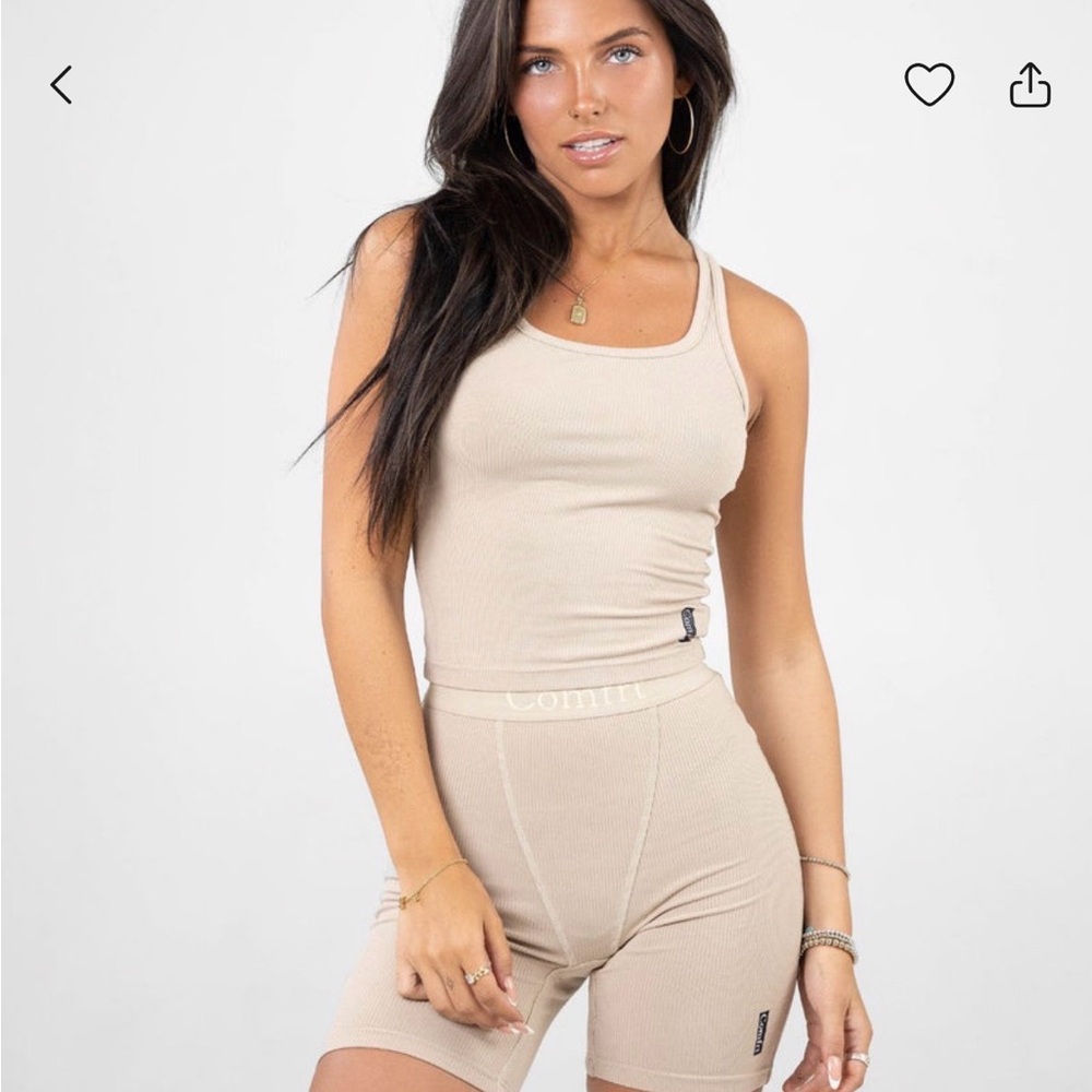 Comfrt Rib Contour Crop Tank and Boxer Set  Desert M
